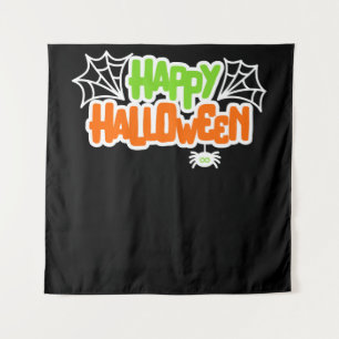 Happy Halloween Niedlich Spider Web Wandteppich