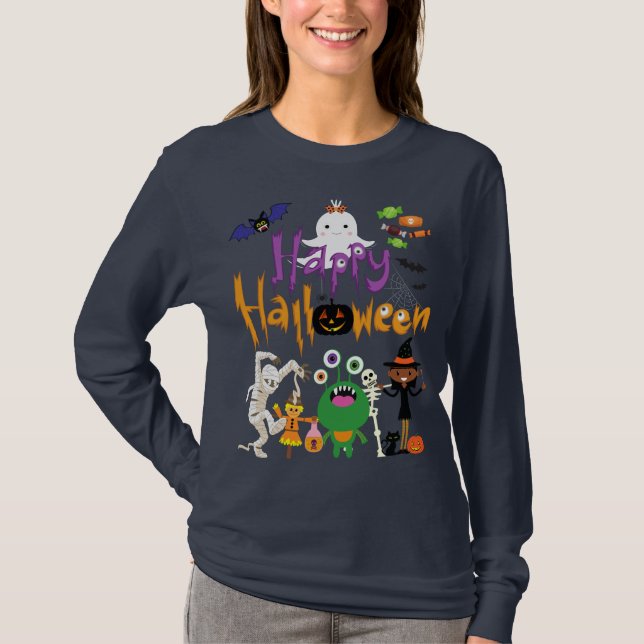Happy Halloween Niedlich und Spooky T-Shirt (Vorderseite)