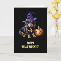 Happy Halloween Niedliche Dackel Welpe mit Grinsen