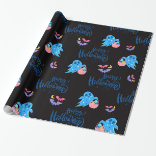 Happy Halloween Niedliche Geister mit Süßigkeiten Geschenkpapier