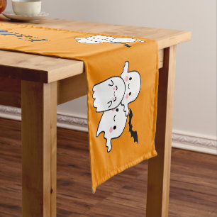 Happy Halloween Niedliche Geister und Fledermäuse Kurzer Tischläufer