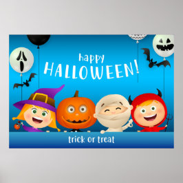 Happy Halloween Niedliche Halloween-Charaktere Poster