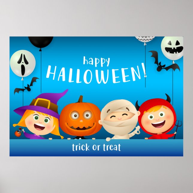 Happy Halloween Niedliche Halloween-Charaktere Poster (Vorne)