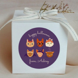 Happy Halloween Niedliche Katzen in Kostüm Runder Aufkleber