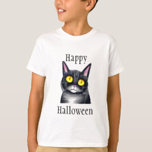 Happy Halloween Niedliche Katzengelbe Augen T-Shirt