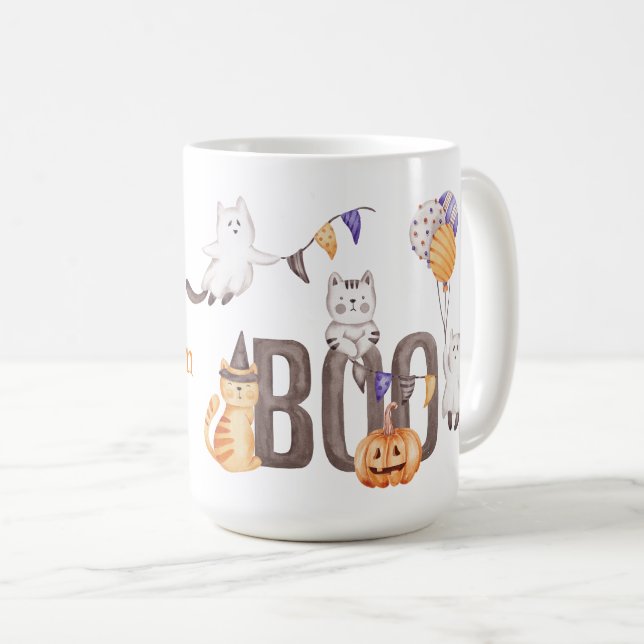 Happy Halloween | NIEDLICHE KITTENS & BOO Kaffeetasse (VorderseiteRechts)