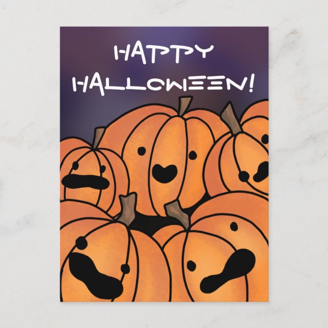 "Happy Halloween" Niedliche KürbispappIllustration Postkarte (Vorderseite)