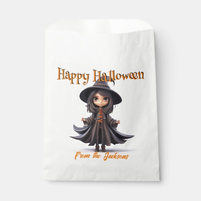 Happy Halloween Niedliche MIT AUGEN WITCH in SCHWA Geschenktütchen (Vorderseite)