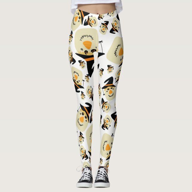 Happy Halloween Niedliche Scarecrow und Spider Leggings (Vorderseite)