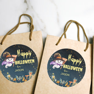 Happy Halloween niedlicher Geist Runder Aufkleber