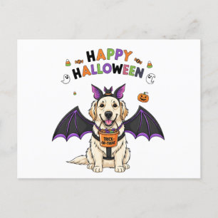 Happy Halloween Niedlicher Hundeschlitten Trick-od Feiertagspostkarte