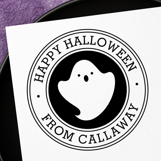 Happy Halloween niedlicher Kawaii-Geist-individuel Gummistempel (Happy Halloween cute kawaii ghost custom name Rubber Stamp)