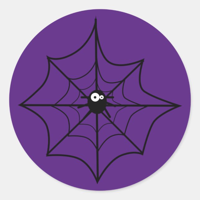 Happy Halloween | Niedlicher Spider & Web Runder Aufkleber (Vorderseite)