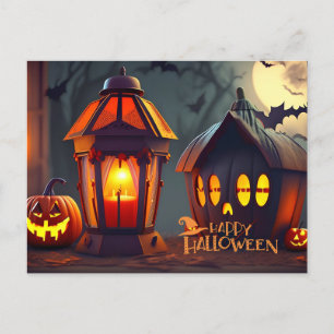 Happy Halloween Night Bats Flying Feiertagspostkarte
