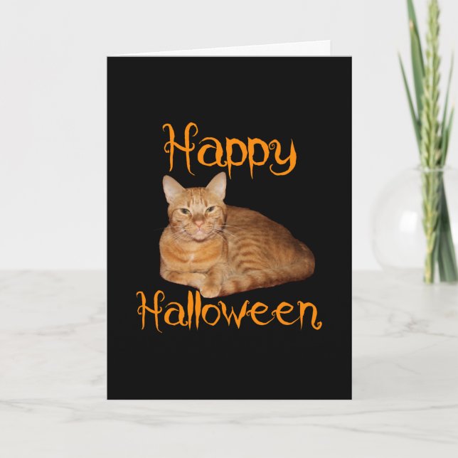 Happy Halloween Non-Beängstigend Orange Tabby Cat Karte (Vorderseite)
