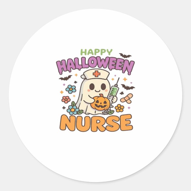 Happy Halloween Nurse Shirt � Cute Spooky Medical  Runder Aufkleber (Vorderseite)