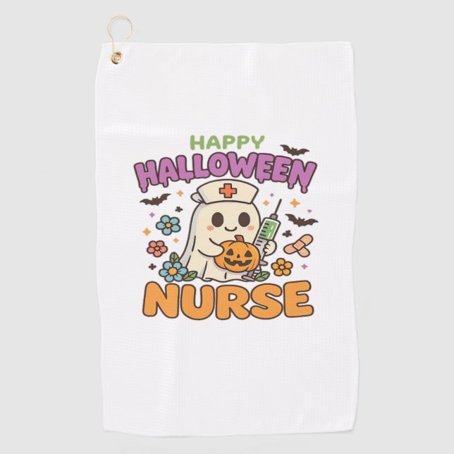 Happy Halloween Nurse Shirt - Niedlich Spooky Medi Golfhandtuch (Vorderseite)