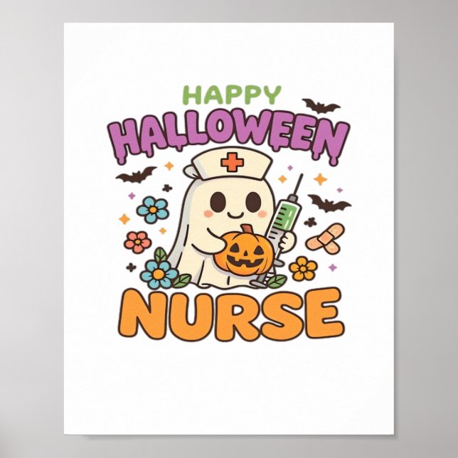 Happy Halloween Nurse Shirt - Niedlich Spooky Medi Poster (Vorne)