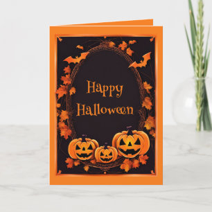 Happy Halloween Orange & Black Frame Card Feiertagskarte