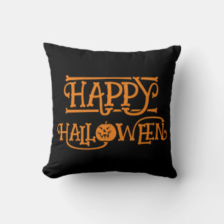 Happy Halloween Orange Black Kissen