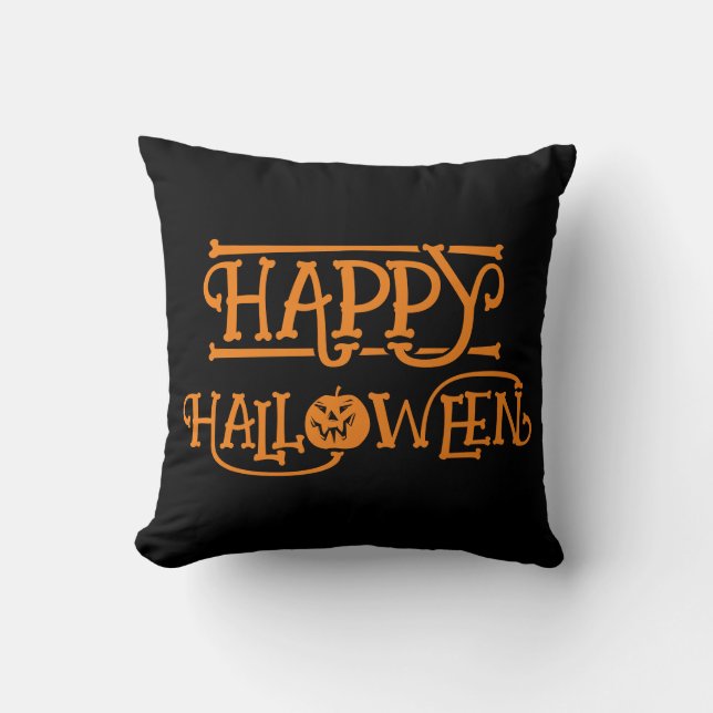 Happy Halloween Orange Black Kissen (Vorderseite)