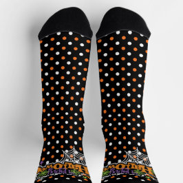 Happy Halloween Orange Black Niedlich Polka Dots Socken