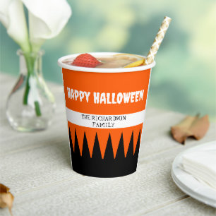 Happy Halloween Orange Black Personalisiert Pappbecher