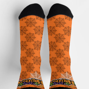 Happy Halloween Orange Black Spiderweb Niedlich Socken