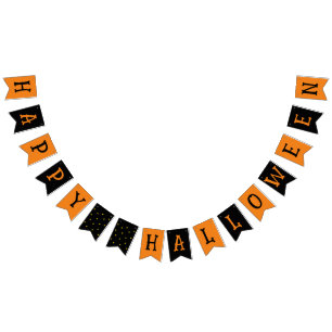 Happy Halloween Orange Black Wimpelkette