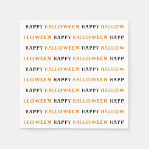 Happy Halloween Orange Black Wording Party Serviette