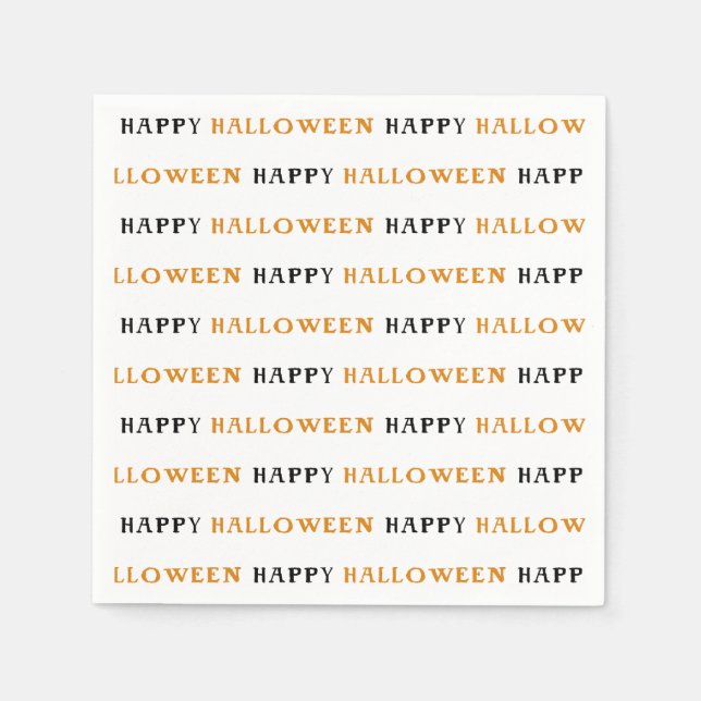 Happy Halloween Orange Black Wording Party Serviette (Vorderseite)