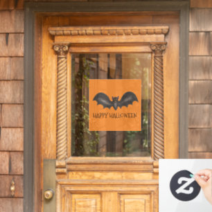 Happy Halloween Orange Flying Black Bat Fensteraufkleber