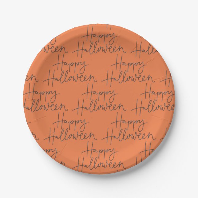 Happy Halloween Orange & Gray Party Teller (Vorderseite)