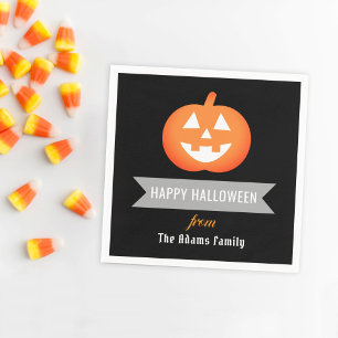 Happy Halloween Orange Kürbislaterne Pumpkin Serviette