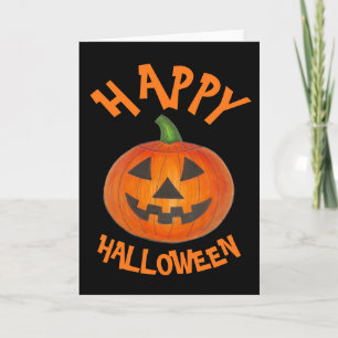 Happy Halloween Orange Pumpkin Jack o' Lantern Karte
