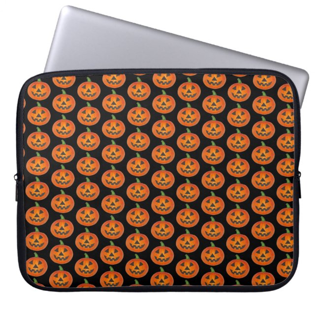 Happy Halloween Orange Pumpkin Jack o' Lantern Laptopschutzhülle (Vorderseite)