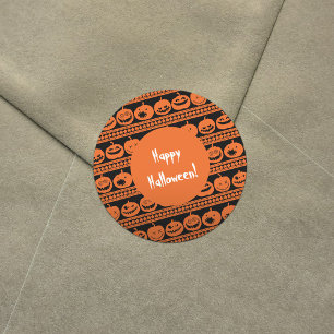 Happy Halloween Orange Pumpkin Kürbislaterne Runder Aufkleber