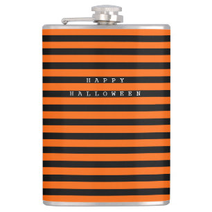 Happy Halloween Orange & White Flachmann