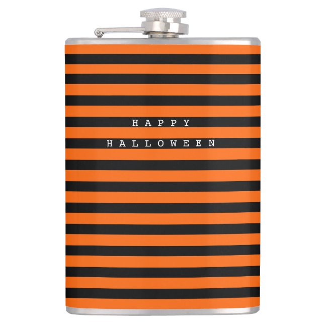 Happy Halloween Orange & White Flachmann (Vorderseite)