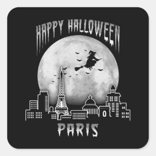 Happy Halloween Paris Frankreich Quadratischer Aufkleber