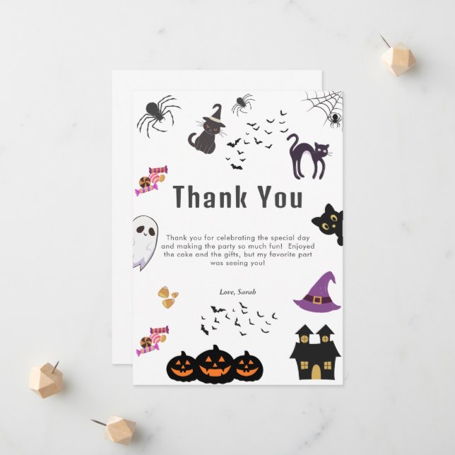 Happy Halloween Party Ankündigung (Vorderseite/Rückseite Beispiel)