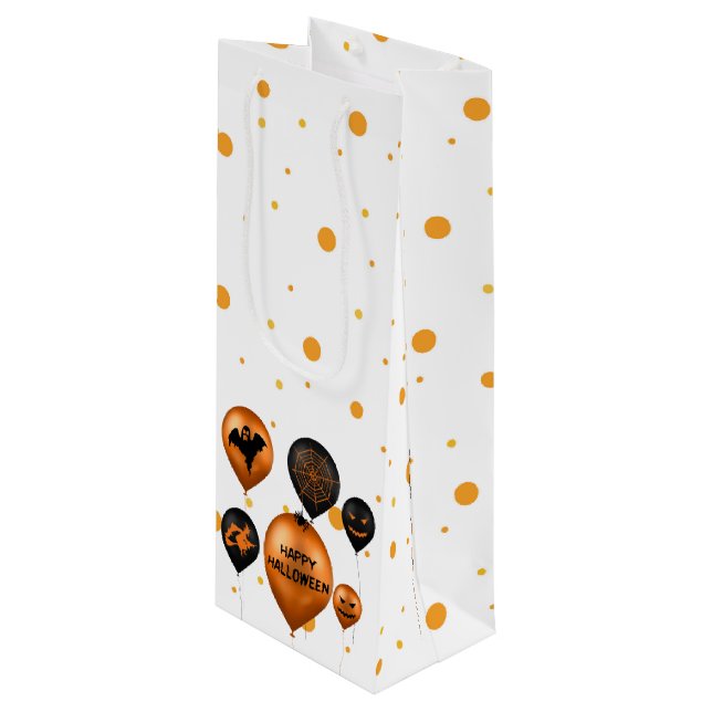 Happy Halloween Party Balloons Geschenktüte Für Weinflaschen (Vorderseite Schrägansicht)