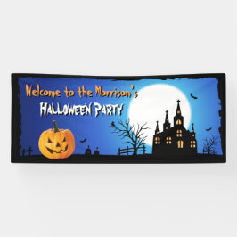 Happy Halloween Party Blue Moonlight Beängstigende Banner