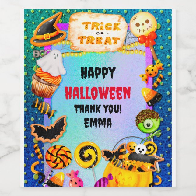 Happy Halloween Party gefüllt mit Trick oder Lecke Weinetikett (Einzelnes Label)