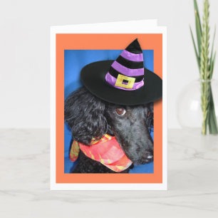 Happy Halloween Party Hat Poodle Card Karte