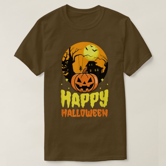 Happy Halloween Party Kürbislaterne Pumpkin Haunt T-Shirt (Design vorne)