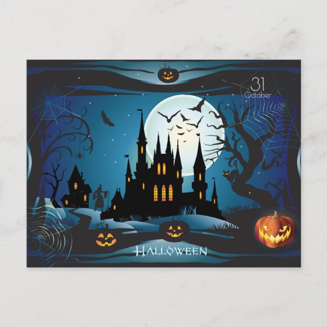 Happy Halloween Party "Leckerei oder Trick" Postkarte (Vorderseite)
