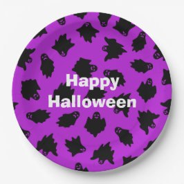 Happy Halloween Party Lila Ghost Pappteller