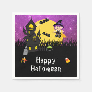 Happy Halloween Party Lila Serviette