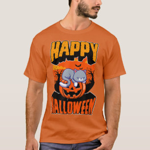 Happy Halloween Party Niedlich Napping Kawaii Cat T-Shirt